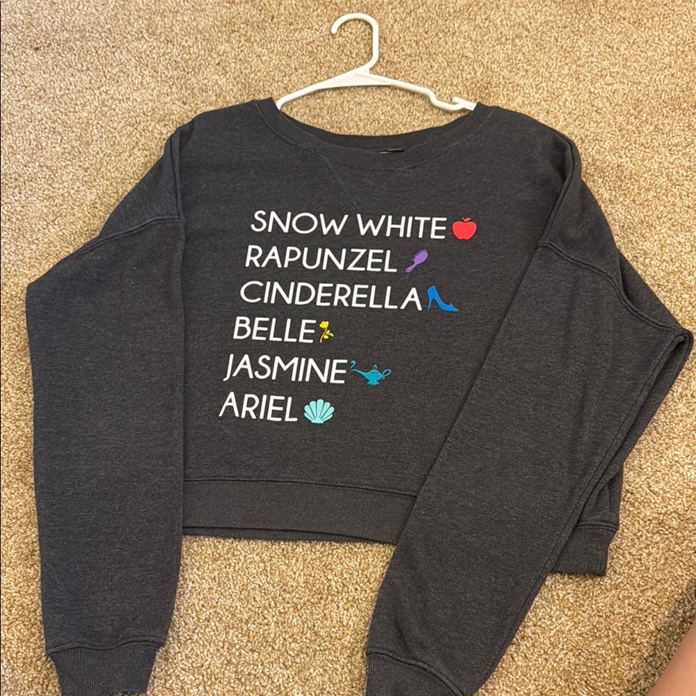 Cropped Gray Disney Princess Sweatshirt